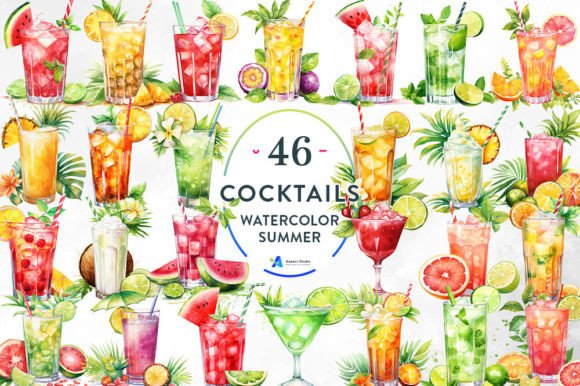 Download Watercolor Cocktail Summer Drink Clipart - Cocktail Collection