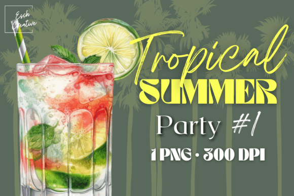 Download Tropical Summer Party Drink Watercolor - Party drink Collection