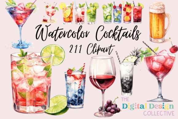 Download Watercolor Cocktail Clipart Bundle - Cocktail Collection
