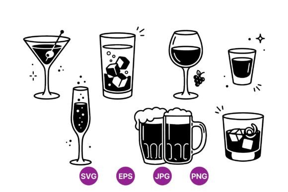 Download Classic Cocktail Drink Clipart Set - Cocktail Collection
