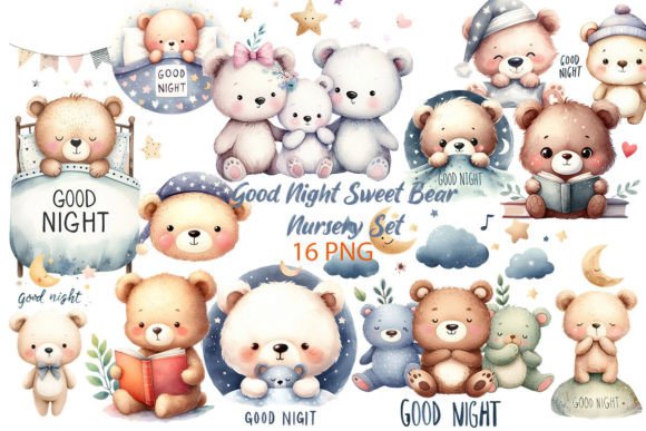 Download Good Night Sweet Bear Nursery PNG Set - Sweet bear Collection