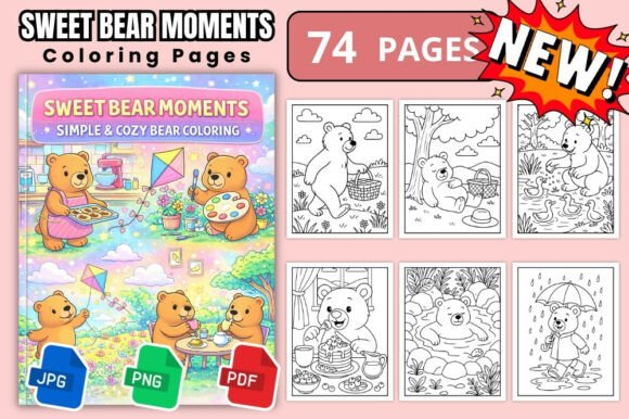 Download Sweet Bear Moments Coloring Pages Book - Premium Resources