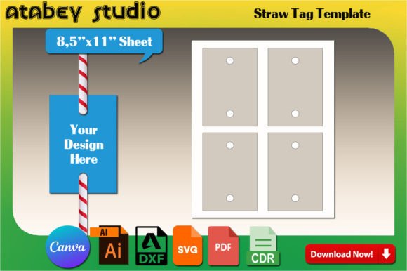 Download Party Drink Tags / Straw Tag Template - Party drink Collection