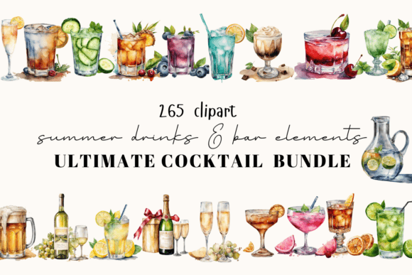 Download Cocktail Clipart Bundle – Bar Party Menu - Cocktail Collection