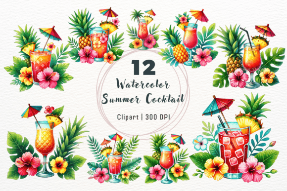 Download Watercolor Summer Cocktail Clipart - Cocktail Collection