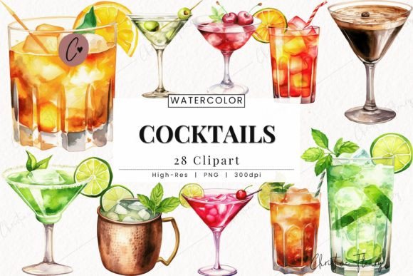 Download Watercolor Summer Cocktail Clipart - Cocktail Collection